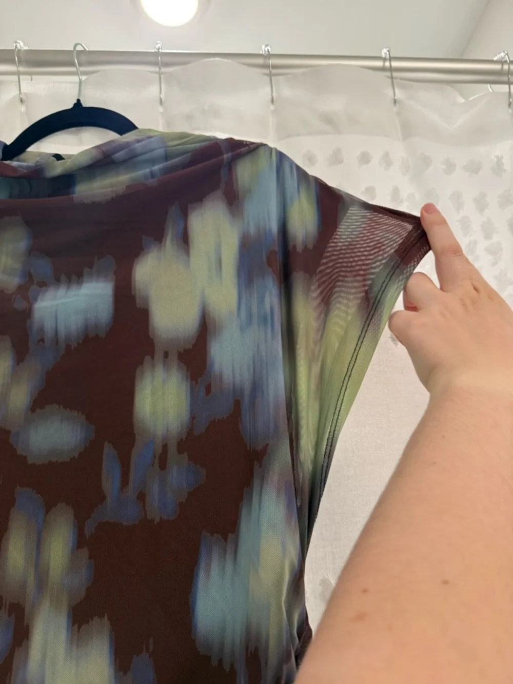 Anthropologie Black Midi Dress with Blue and Green Floral Print - Picture 8 of 9